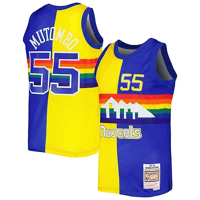 Mitchell  Ness Dikembe Mutombo /Gold Denver Nuggets Hardwood Classics 1991/92 Split Swingman Jersey