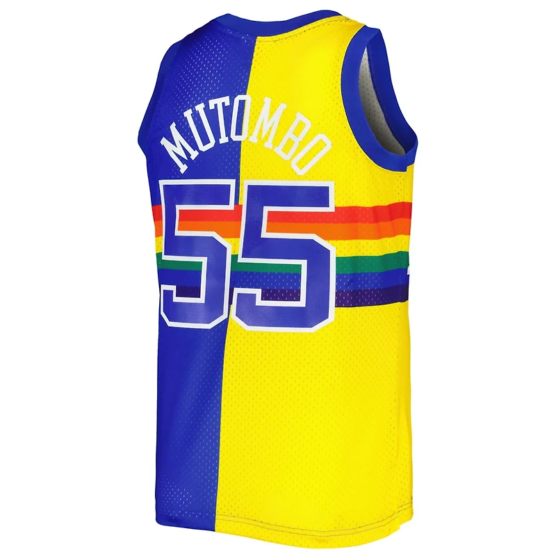 Mitchell  Ness Dikembe Mutombo /Gold Denver Nuggets Hardwood Classics 1991/92 Split Swingman Jersey