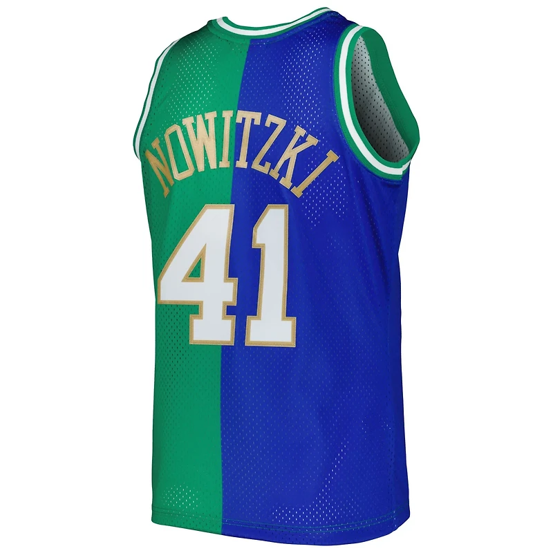 Mitchell  Ness Dirk Nowitzki Green Dallas Mavericks Hardwood Classics 1998 2019 Split Swingman Jersey