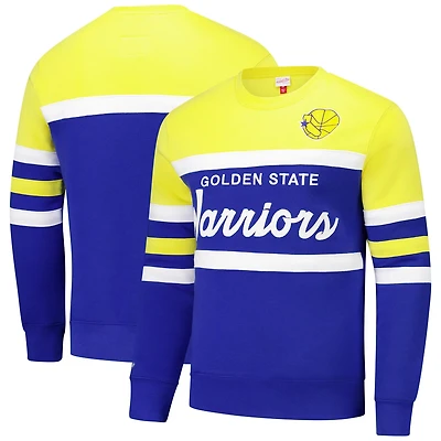 Mitchell  Ness Gold Golden State Warriors Hardwood Classics Vintage Logo Head Coach Pullover Sweatshirt