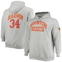 Mitchell  Ness Hakeem Olajuwon Heathered Gray Houston Rockets Big Tall Name Number Pullover Hoodie