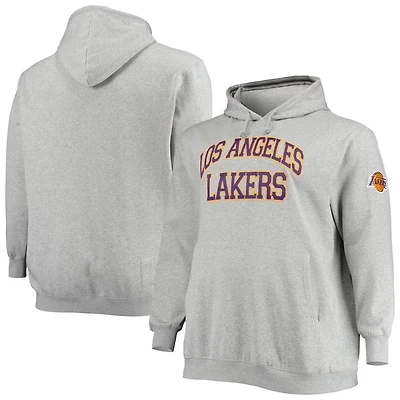 Mitchell  Ness Heathered Gray Los Angeles Lakers Hardwood Classics Big Tall Throwback Pullover Hoodie