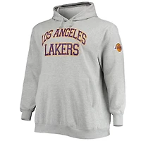 Mitchell  Ness Heathered Gray Los Angeles Lakers Hardwood Classics Big Tall Throwback Pullover Hoodie