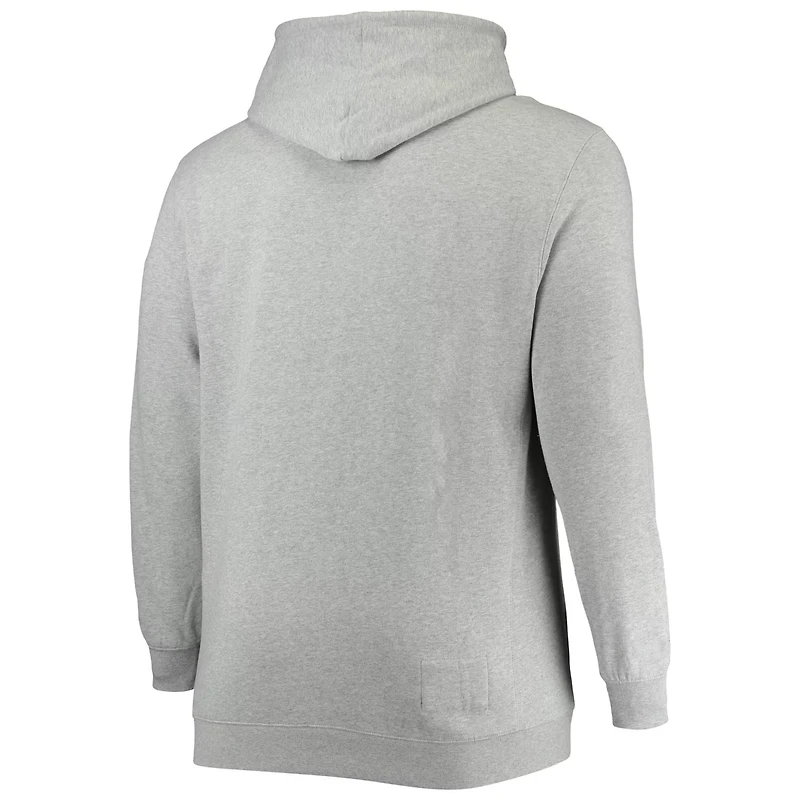 Mitchell Ness Heathered Gray Philadelphia 76ers Hardwood Classics Big Tall Throwback Pullover Hoodie