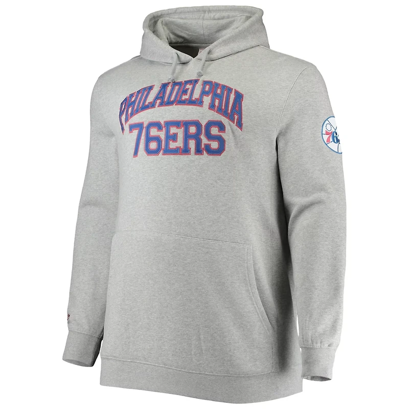 Mitchell Ness Heathered Gray Philadelphia 76ers Hardwood Classics Big Tall Throwback Pullover Hoodie