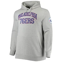 Mitchell  Ness Heathered Gray Philadelphia 76ers Hardwood Classics Big Tall Throwback Pullover Hoodie