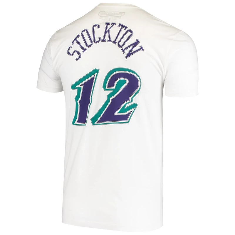 Mitchell  Ness John Stockton Utah Jazz Hardwood Classics Stitch Name Number T-Shirt