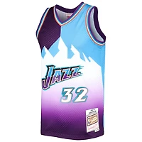 Mitchell  Ness Karl Malone /Turquoise Utah Jazz Hardwood Classics 1996/97 Split Swingman Jersey