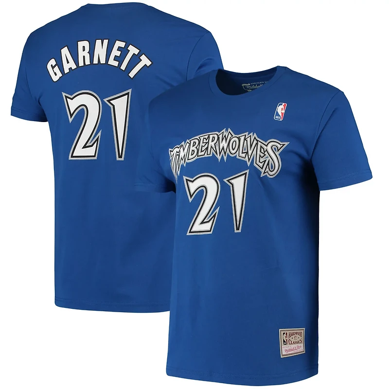 Mitchell Ness Kevin Garnett Minnesota Timberwolves Hardwood Classics Stitch Name Number T-Shirt