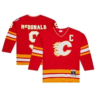 Mitchell  Ness Lanny McDonald Calgary Flames Captain Patch 1988/89 Blue Line Player Jersey