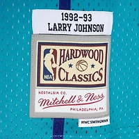 Mitchell  Ness Larry Johnson /Purple Charlotte Hornets Hardwood Classics 1992/93 Split Swingman Jersey