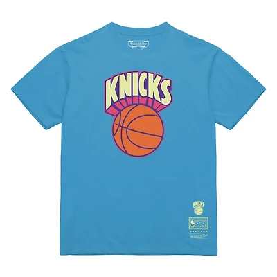 Mitchell  Ness Light New York Knicks Hardwood Classics Arctic Sunset Neon Retro Logo T-Shirt