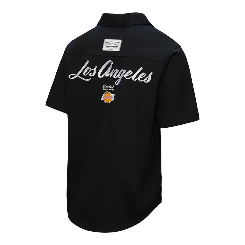 Mitchell  Ness Los Angeles Lakers Hardwood Classics Camp Shirt