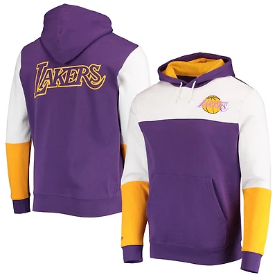 Mitchell  Ness Los Angeles Lakers Hardwood Classics Fusion 20 Colorblock Pullover Hoodie