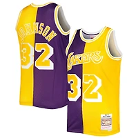 Mitchell  Ness Magic Johnson /Gold Los Angeles Lakers Hardwood Classics 1984/85 Split Swingman Jersey