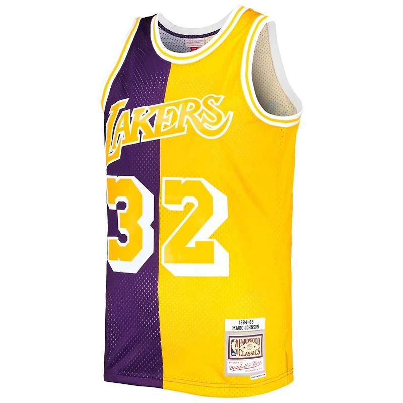 Mitchell  Ness Magic Johnson /Gold Los Angeles Lakers Hardwood Classics 1984/85 Split Swingman Jersey