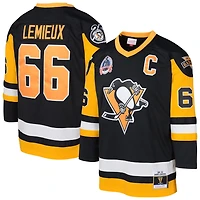Mitchell  Ness Mario Lemieux Pittsburgh Penguins 1991 92 Blue Line 20 Player Jersey