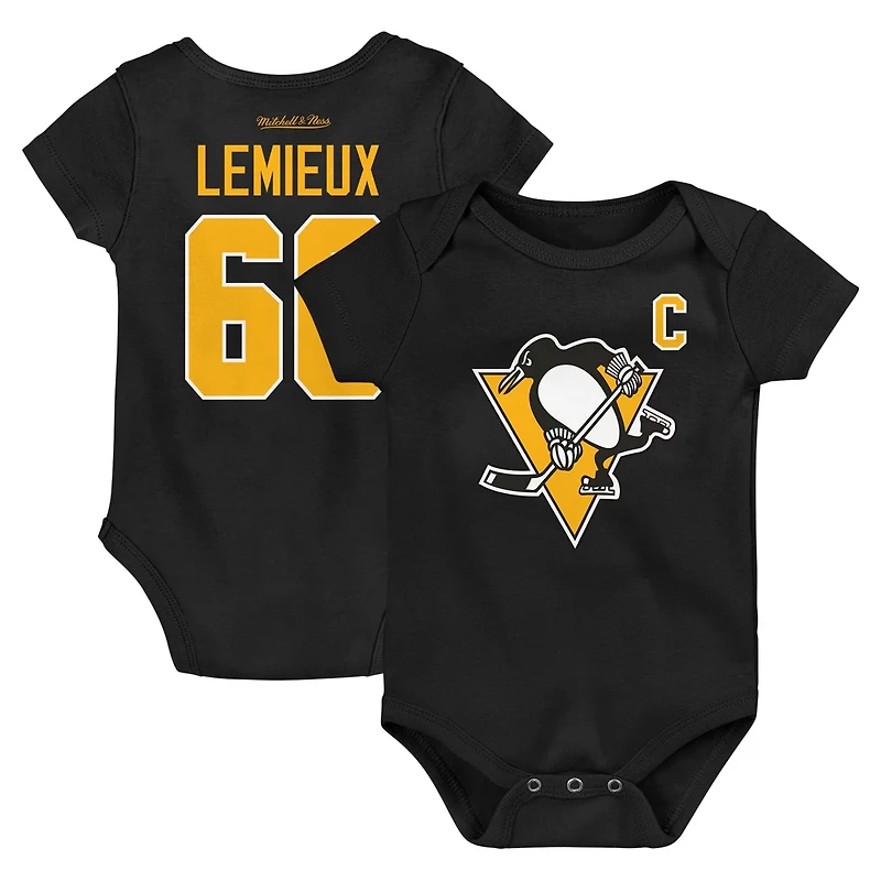 Mitchell  Ness Mario Lemieux Pittsburgh Penguins Captain Patch Name  Number Bodysuit
