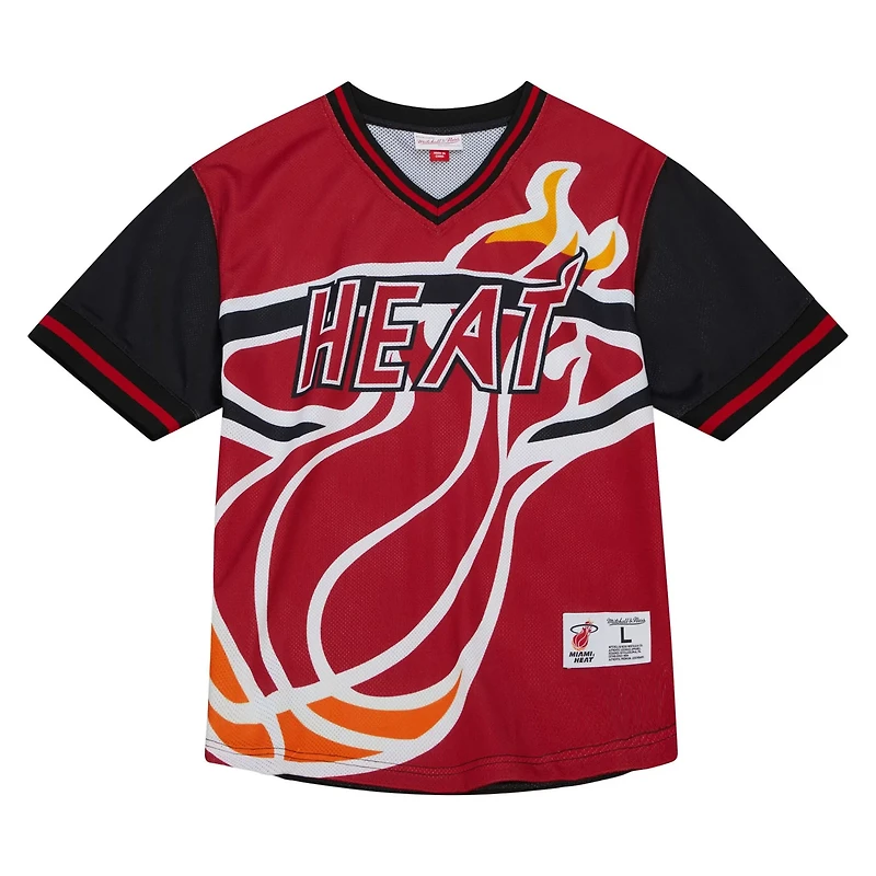 Mitchell  Ness Miami Heat Jumbotron 30 Mesh V-Neck T-Shirt