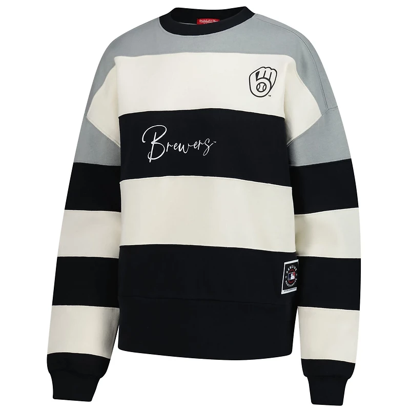 Mitchell  Ness Milwaukee Brewers Cooperstown Collection Blocked Fleece Pullover Sweatshirt