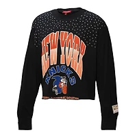 Mitchell  Ness New York Knicks Hardwood Classics Studded Boxy Cropped Long Sleeve T-Shirt