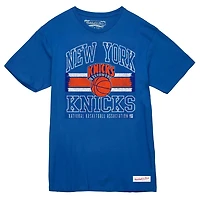 Mitchell Ness New York Knicks Striped Logo Lockup Premium T-Shirt