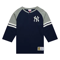 Mitchell  Ness New York Yankees Cooperstown Collection Legendary Raglan Slub Henley 3 4-Sleeve T-Shirt