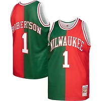 Mitchell  Ness Oscar Robertson /Red Milwaukee Bucks Hardwood Classics 1971/72 Split Swingman Jersey