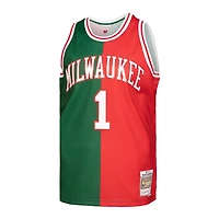 Mitchell  Ness Oscar Robertson /Red Milwaukee Bucks Hardwood Classics 1971/72 Split Swingman Jersey