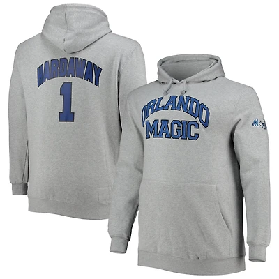 Mitchell  Ness Penny Hardaway Heathered Gray Orlando Magic Big Tall Name Number Pullover Hoodie