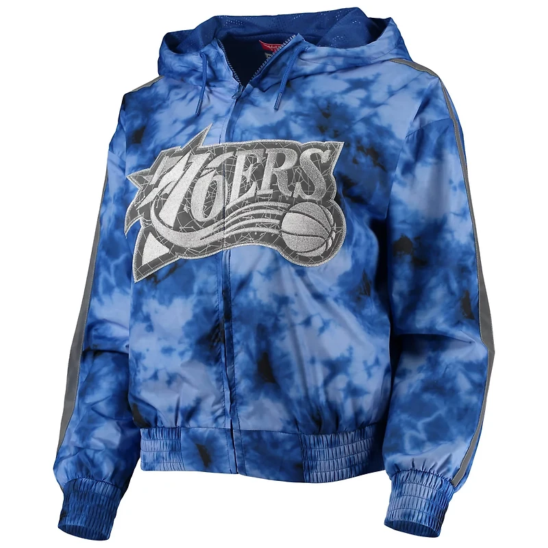 Mitchell  Ness Philadelphia 76ers Galaxy Sublimated Windbreaker Pullover Full-Zip Hoodie