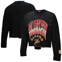Mitchell  Ness Philadelphia 76ers Hardwood Classics Studded Boxy Cropped Long Sleeve T-Shirt