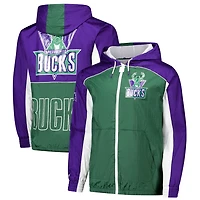 Mitchell  Ness Purple Milwaukee Bucks Hardwood Classics Big Shot Premium Full-Zip Windbreaker Jacket