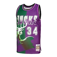Mitchell  Ness Ray Allen /Purple Milwaukee Bucks Hardwood Classics 1996/97 Split Swingman Jersey