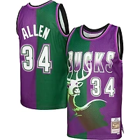 Mitchell  Ness Ray Allen /Purple Milwaukee Bucks Hardwood Classics 1996/97 Split Swingman Jersey
