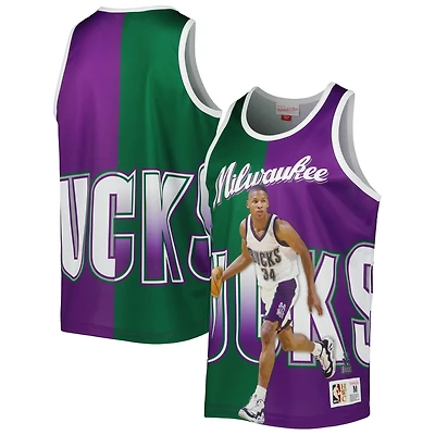 Mitchell Ness Ray Allen Hunter /Purple Milwaukee Bucks Sublimated Player Tank Top