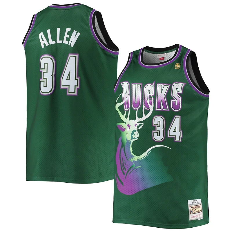 Mitchell Ness Ray Allen Hunter Milwaukee Bucks Big Tall 1996/97 Hardwood Classics Swingman Jersey