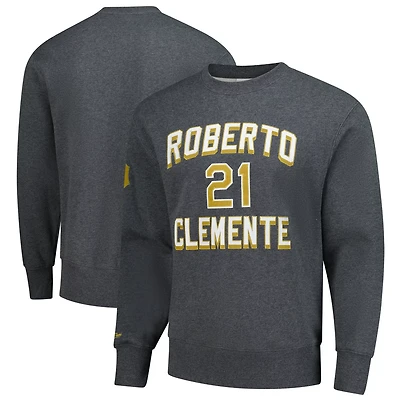 Mitchell  Ness Roberto Clemente Pittsburgh Pirates Legends Collection Vintage Logo Name Number Fleece Pullover Sweatshirt
