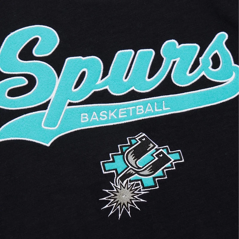 Mitchell  Ness San Antonio Spurs Hardwood Classics Felt Applique Slub T-Shirt