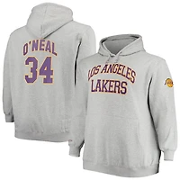 Mitchell  Ness Shaquille O'Neal Heathered Gray Los Angeles Lakers Big Tall Name Number Pullover Hoodie