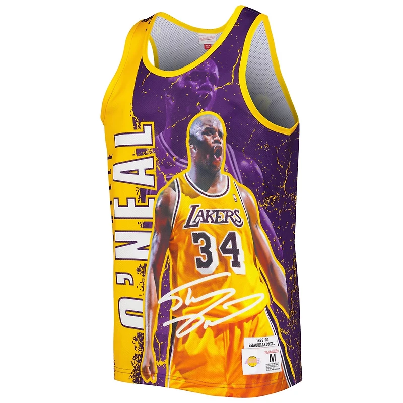 Mitchell  Ness Shaquille O'Neal Los Angeles Lakers 1999-00 Hardwood Classics Player Burst Tank Top