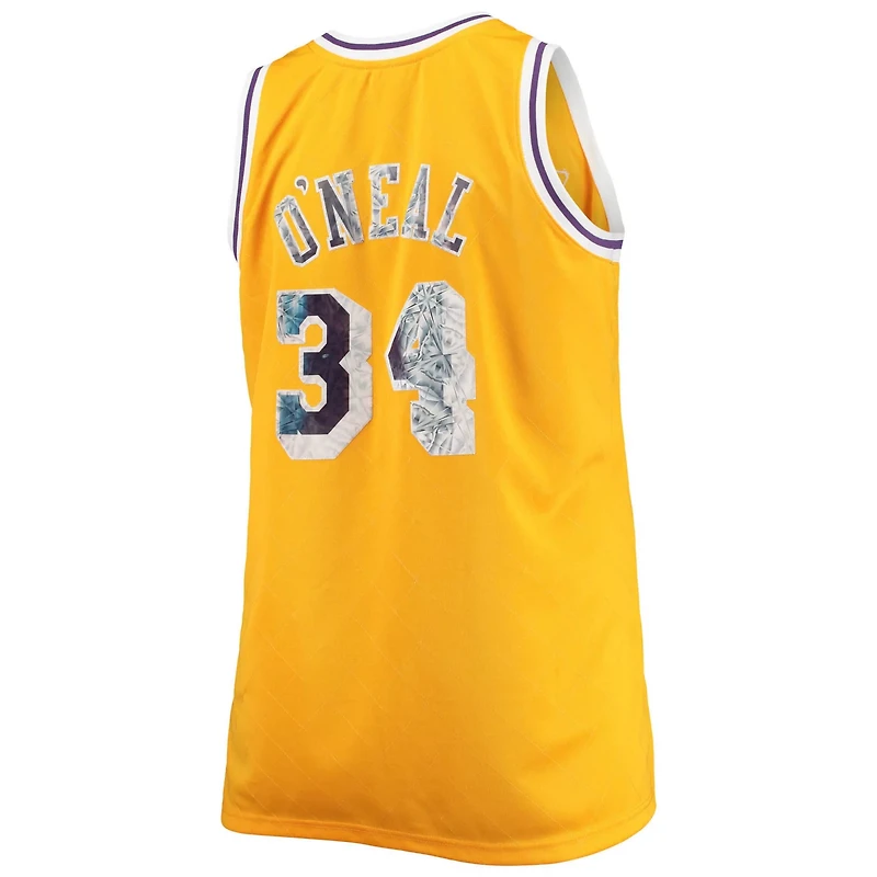 Mitchell  Ness Shaquille O'Neal Los Angeles Lakers Big Tall 1996-97 NBA 75th Anniversary Diamond Swingman Jersey