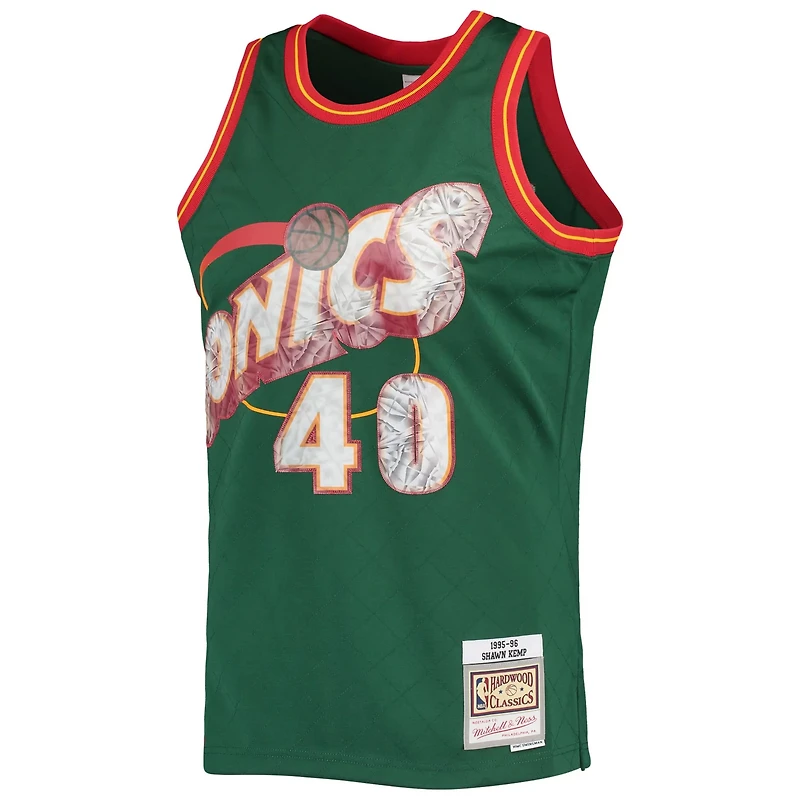Mitchell Ness Shawn Kemp Seattle SuperSonics 1995/96 Hardwood Classics NBA 75th Anniversary Diamond Swingman Jersey