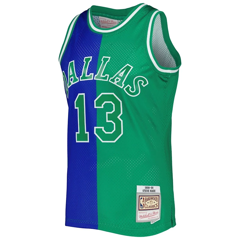 Mitchell Ness Steve Nash /Green Dallas Mavericks Hardwood Classics 1998/99 Split Swingman Jersey
