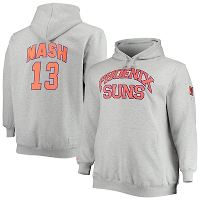 Mitchell  Ness Steve Nash Heathered Gray Phoenix Suns Big Tall Name Number Pullover Hoodie