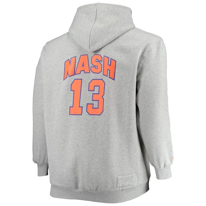 Mitchell  Ness Steve Nash Heathered Gray Phoenix Suns Big Tall Name Number Pullover Hoodie