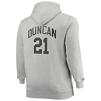 Mitchell  Ness Tim Duncan Heathered Gray San Antonio Spurs Big Tall Name Number Pullover Hoodie