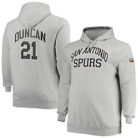 Mitchell  Ness Tim Duncan Heathered Gray San Antonio Spurs Big Tall Name Number Pullover Hoodie