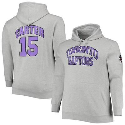 Mitchell  Ness Vince Carter Heathered Gray Toronto Raptors Big Tall Name Number Pullover Hoodie