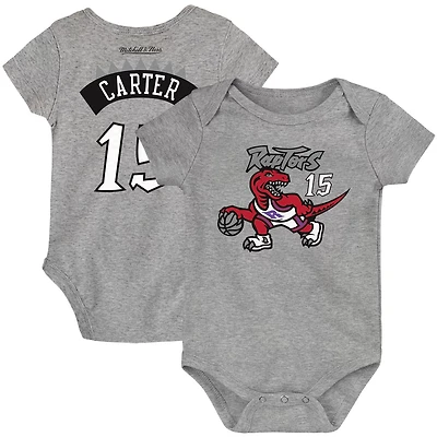Mitchell  Ness Vince Carter Heathered Gray Toronto Raptors Hardwood Classics Name Number Bodysuit